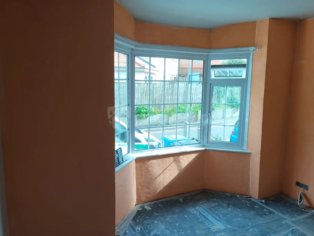 Bedroom wall prepared for internal insulation