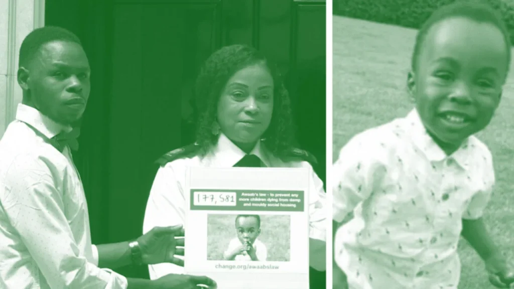 Awaab’s Law awareness highlighting the importance of tackling damp and mould in UK housing.