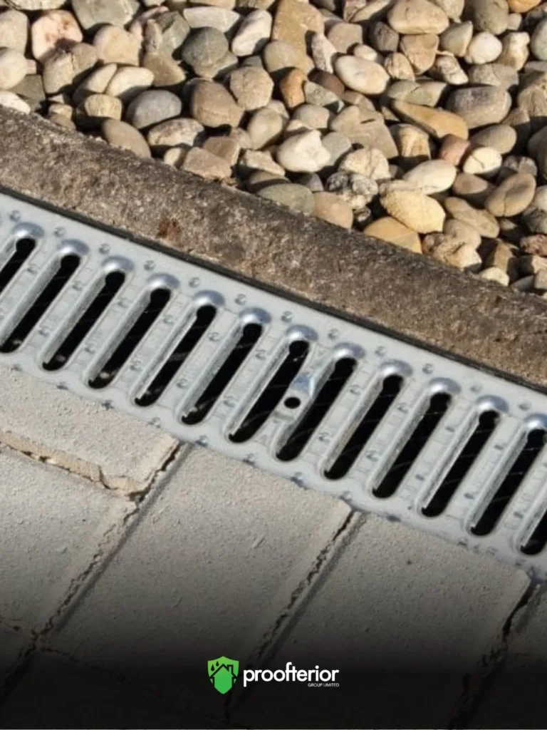 Proofterior drainage channel installation for damp prevention in Dorset home.”