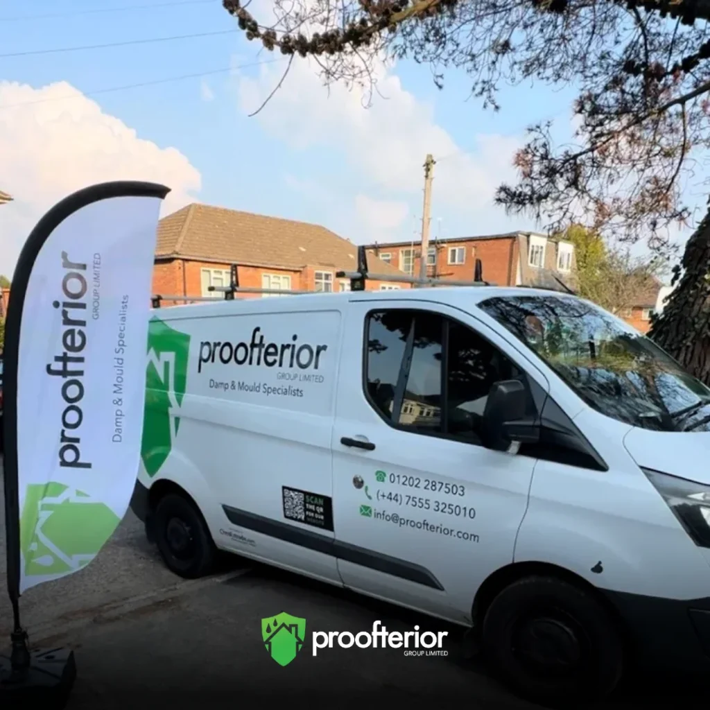 Proofterior Van outside a timber survey in bournemouth