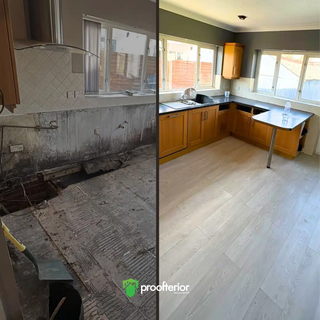 Proofterior damp proofing and kitchen renovation in Hampshire home.