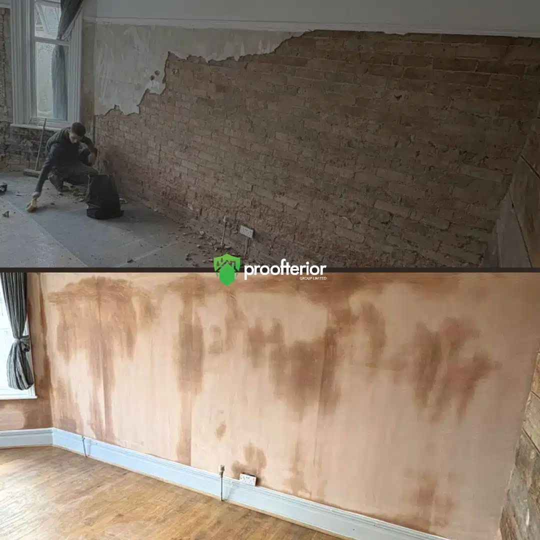 Proofterior full damp wall treatment and plaster restoration in Hampshire home.