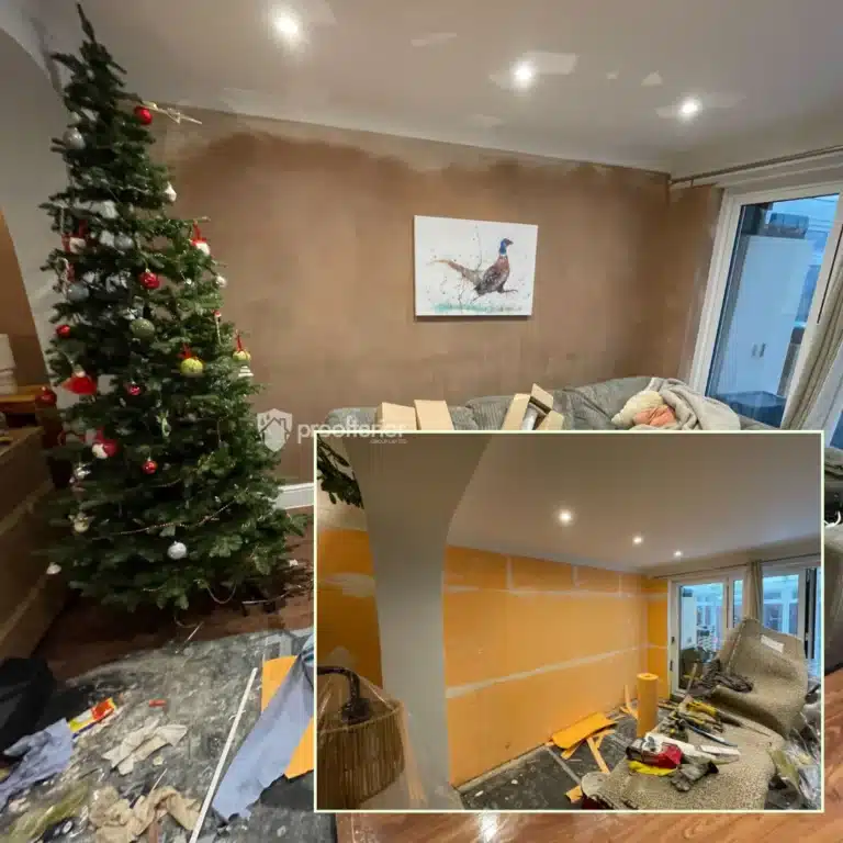 Iso-therm insulation project in a Bournemouth home during winter, showing insulated walls improving warmth and moisture resistance.