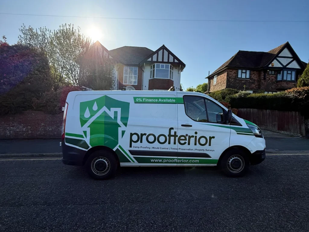 Certified Proofterior technician installing a damp proof course in a Southampton home, ensuring all masonry is treated to professional industry standards.