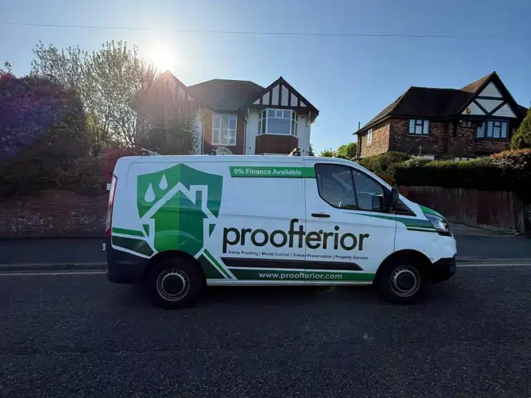 Certified Proofterior technician installing a damp proof course in a Southampton home, ensuring all masonry is treated to professional industry standards.